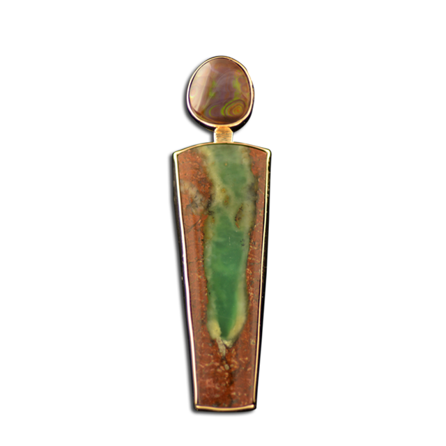 Chrysoprase/Fire Agate Necklace: 14K
