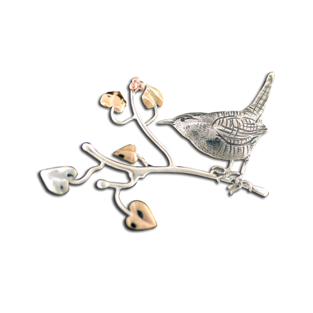 Original Pin/Pendant: Bird on Branch - SS/14K