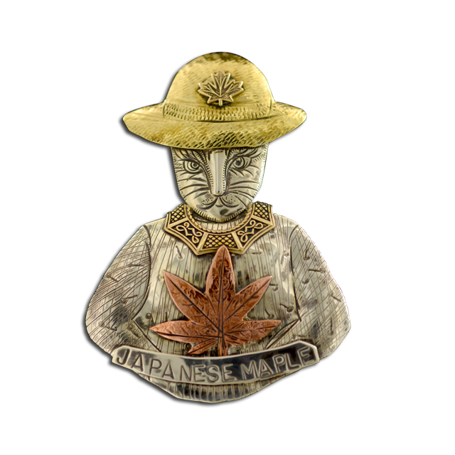 Japanese Maple Cat Pin/Pendant:  SS/B/C