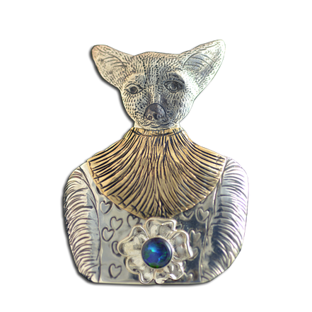 Jack of Hearts Pin/Pendant:  - SS/B/Opal Triplet