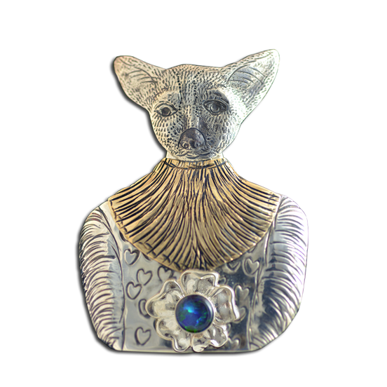 Jack of Hearts Pin/Pendant:  - SS/B/Opal Triplet