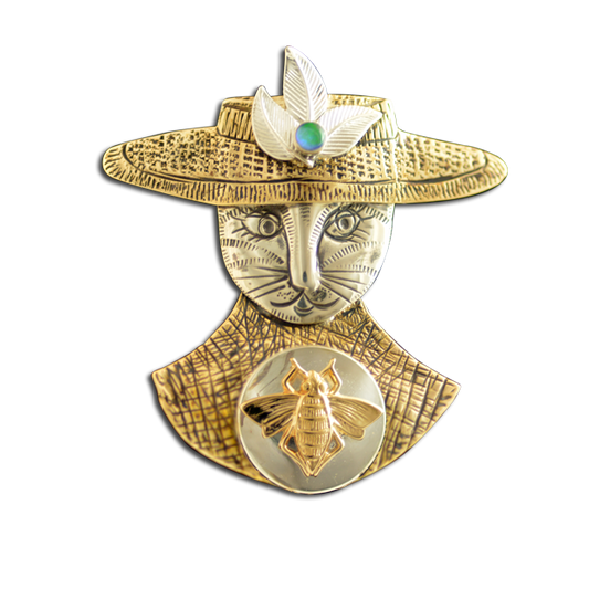 Original Pin/Pendant: Queen Bee Kitty  - SS/B/Opal Triplet