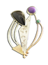 Original Pin/Pendant: Onyx, Sugalite, Opal - SS/14K