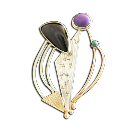 Original Pin/Pendant: Onyx, Sugalite, Opal - SS/14K