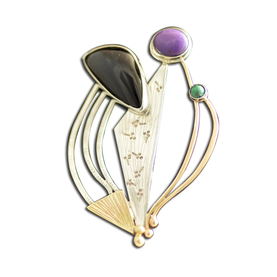 Original Pin/Pendant: Onyx, Sugalite, Opal - SS/14K