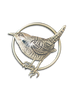 Wren in Circle Pin/Pendant: Sterling