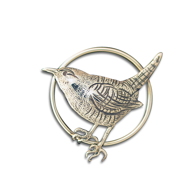 Wren in Circle Pin/Pendant: Sterling