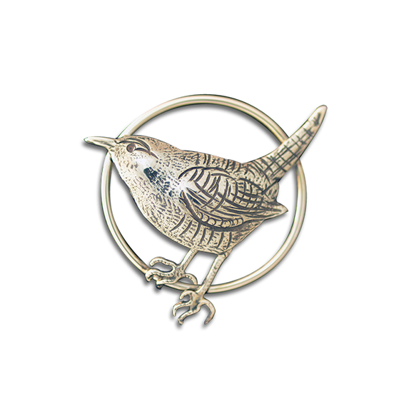 Wren in Circle Pin/Pendant: Sterling