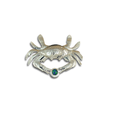 Original Pin/Pendant - Blue Crab: SS/14K Opal Mosaic
