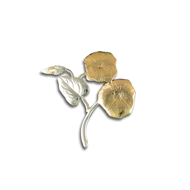 Morning Glory Pin/Pendant: Sterling/14k