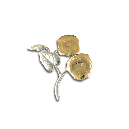 Morning Glory Pin/Pendant: Sterling/14k