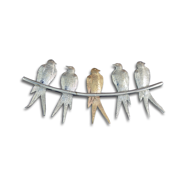 Original Necklace: SS/14K - Birds on Wire