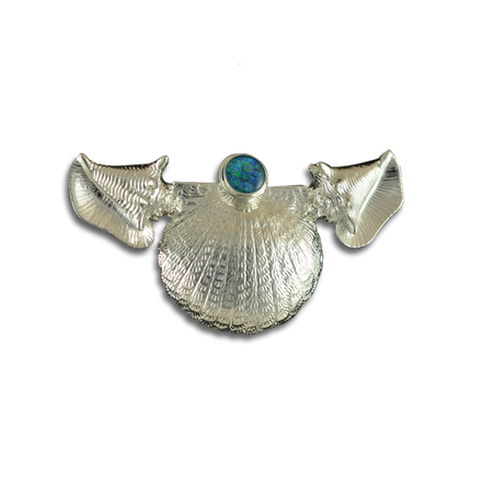 Conchs + Scallop Neckslide in Sterling with an Opal Mosaic