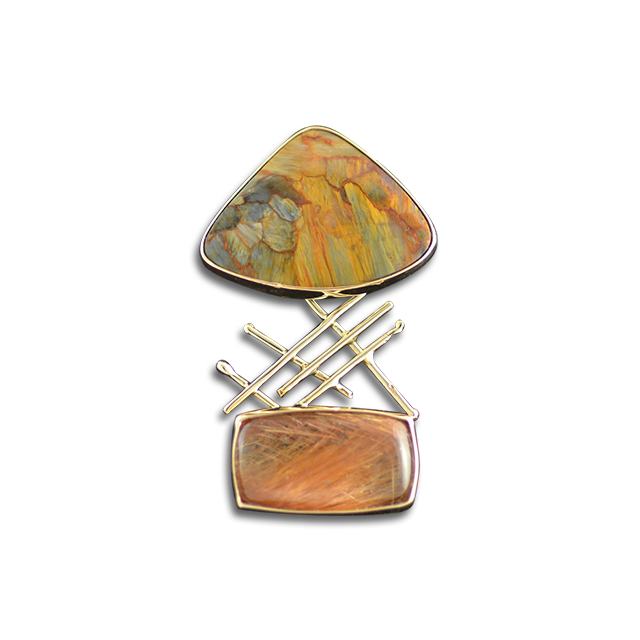 Pietersite Rutilated Quartz Necklace: 14K