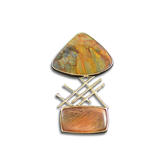 Pietersite Rutilated Quartz Necklace: 14K