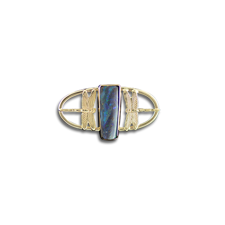 Dragonflies w/ Boulder Opal Pendant in 14K Gold