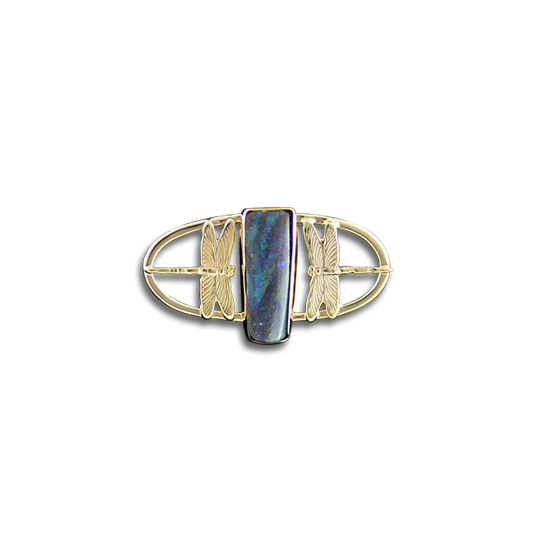 Dragonflies w/ Boulder Opal Pendant in 14K Gold