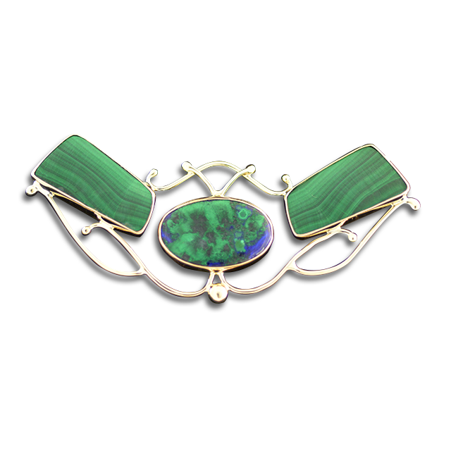 Azurite Malachite + Malachite Neckslide in 14K