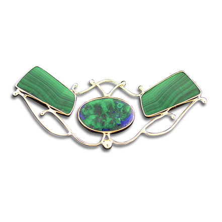 Azurite Malachite + Malachite Neckslide in 14K