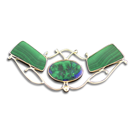 Azurite Malachite + Malachite Neckslide in 14K
