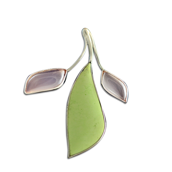 Lemon Chrysoprase and Rose Quartz Pin/Pendant: SS