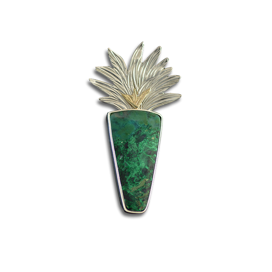 Original Pin/Pendant - Chrysocolla w/ Malachite - SS/14K