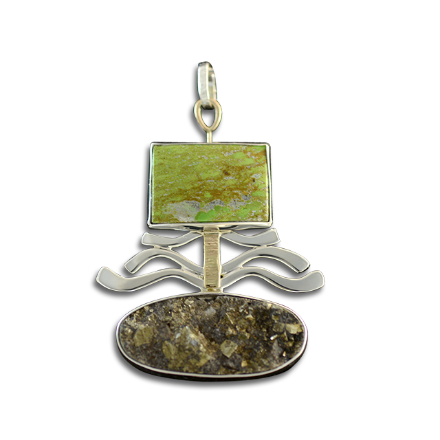 Original Necklace: Gaspiete / Pyrite - Sterling/14K Gold