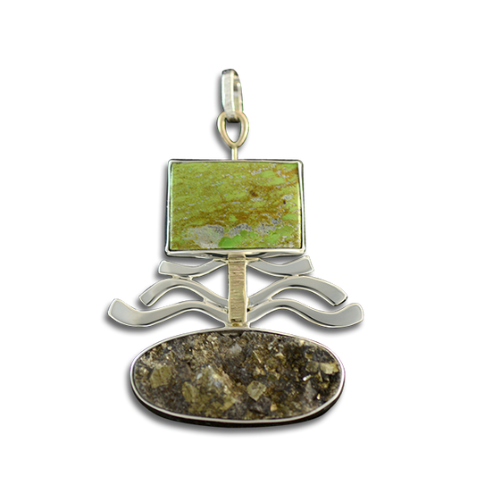 Original Necklace: Gaspiete / Pyrite - Sterling/14K Gold