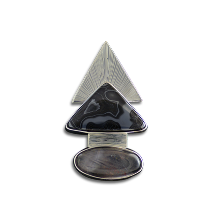 Psilomelane/ Brookeite in Quartz Pendant:  Sterling