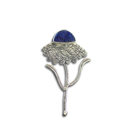 Druzy Coneflower Pin/Pendant:  Sterling