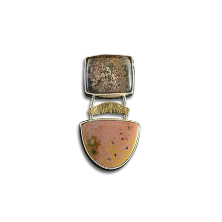 Original Pin/Pendant: Garden Quartz & Jasper - Sterling/14K Gold