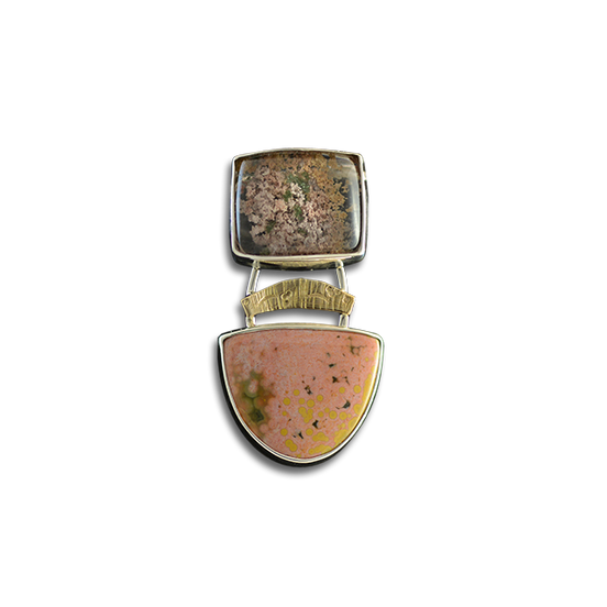 Original Pin/Pendant: Garden Quartz & Jasper - Sterling/14K Gold
