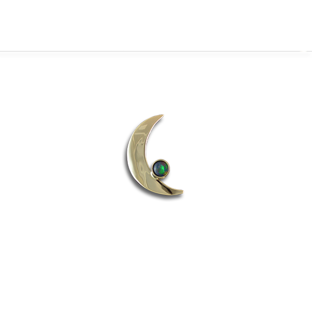 Original Necklace: Crescent Moon w/ Opal Triplet - 14K Gold