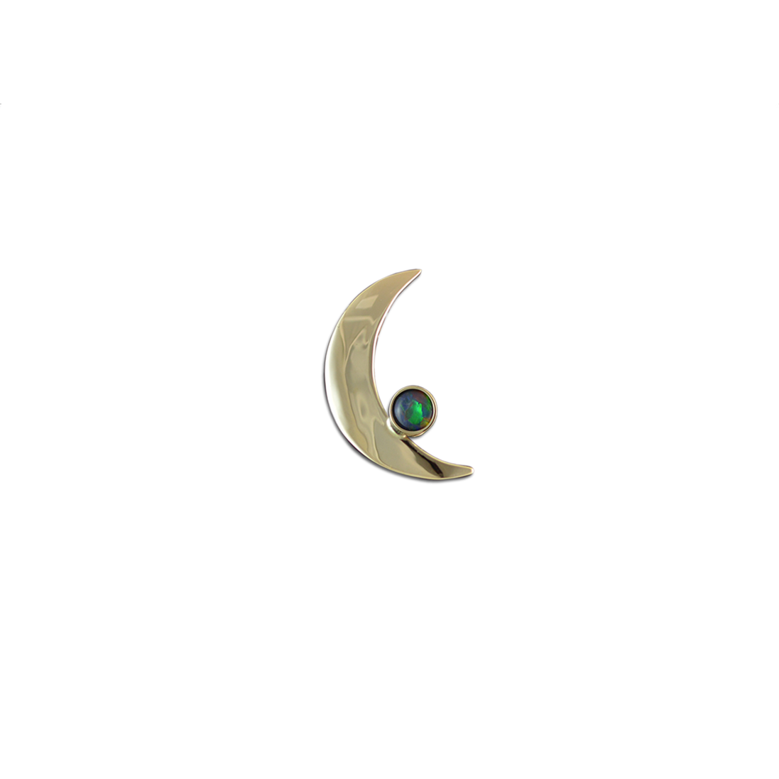 Crescent Moon w/ Opal Triplet Necklace in 14K Gold