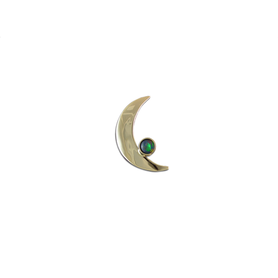 Crescent Moon w/ Opal Triplet Necklace in 14K Gold