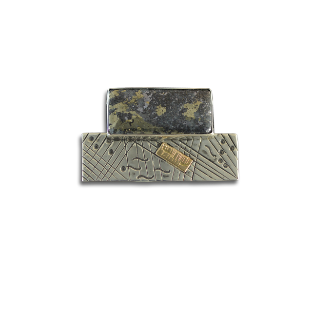 Pyrite Pin or Necklace in Sterling and 14K Gold