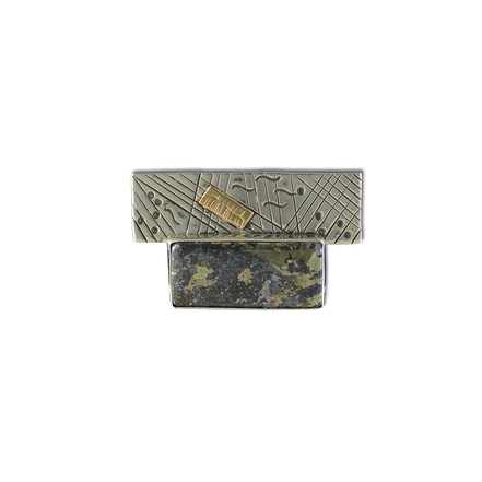 Pyrite Pin or Necklace in Sterling and 14K Gold