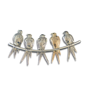 Birds on a Wire Necklace Slide in Sterling and 14k Gold
