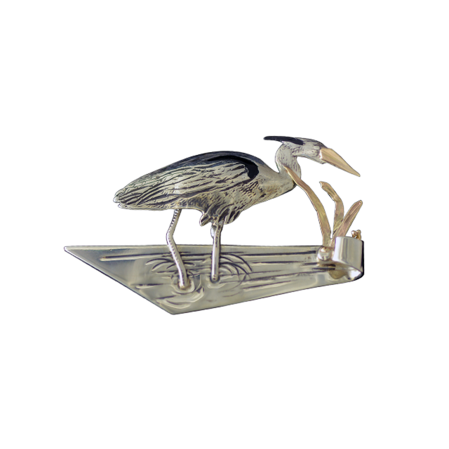 Original Pin/Pendant: Heron in the Marsh - SS/14K