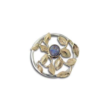 Boulder Opal Ivy Wreath Pendant: SS/14k