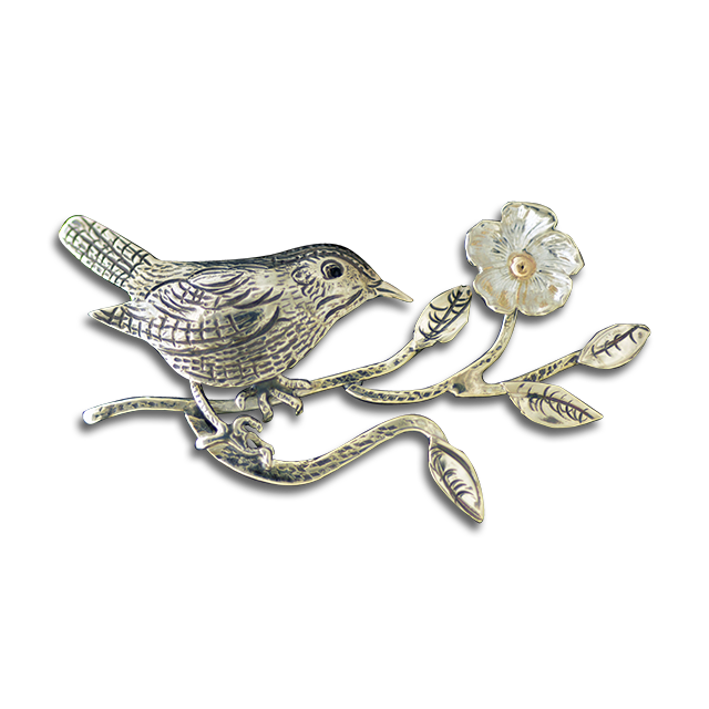 Original Slide: Bird on Branch w/ Flower - SS/14K