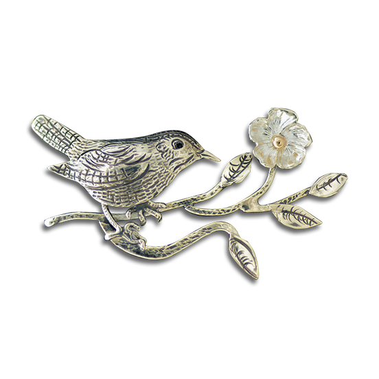 Original Slide: Bird on Branch w/ Flower - SS/14K