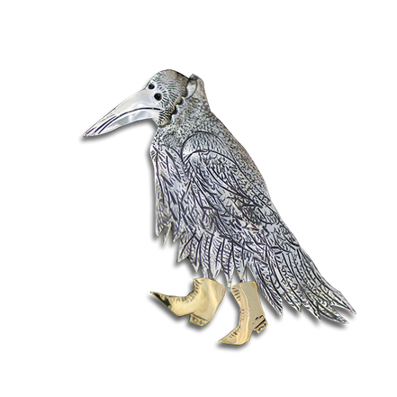 Original Pin/Pendant: Cloaked Raven w/ Boots - SS/14K
