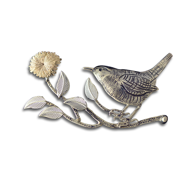 Original Slide: Bird on Branch w/ Flower - SS/14K
