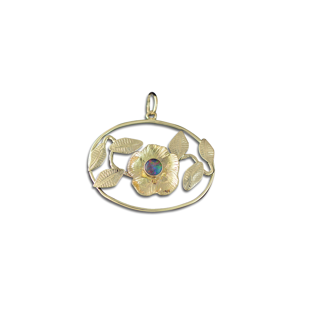 Opal Triplet Flower and Vine Pendant: SS/14K