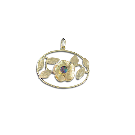 Opal Triplet Flower and Vine Pendant: SS/14K