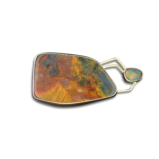 Pietersite/Boulder Opal Slide: SS/14K