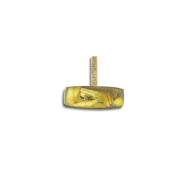 Contemporary Golden Rutilated Quartz Pendant