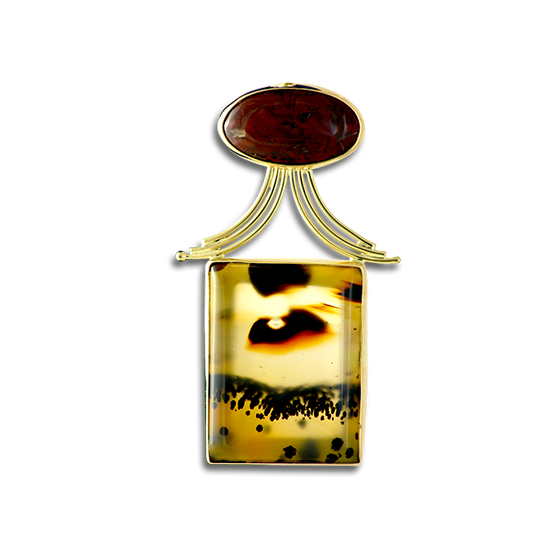 Original Pin/Pendant: Agate/Carnelian - SS/14K