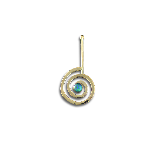 Opal Triplet Drop Spiral Pendant: 14K